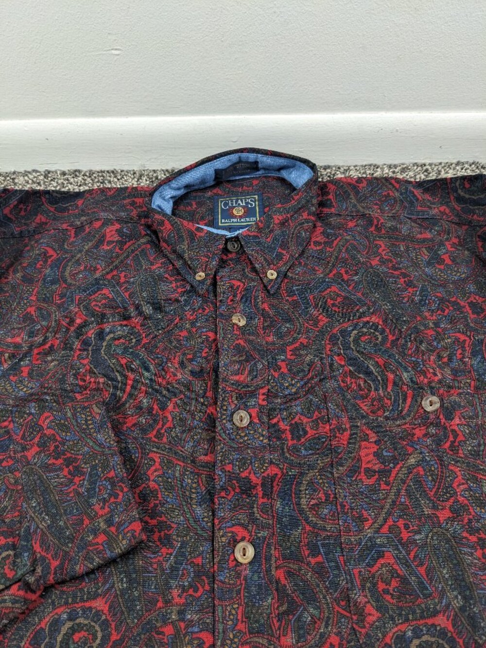 NWT Vintage Chaps Ralph Lauren Shirt Paisley Oxford L/S Button Down Mens Medium